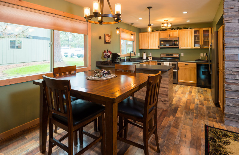 Rental kitchen at Sisters Vacation Rentals.