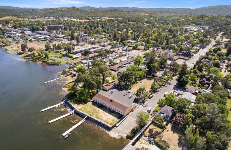 Aerial view of Skylark Shores Resort.