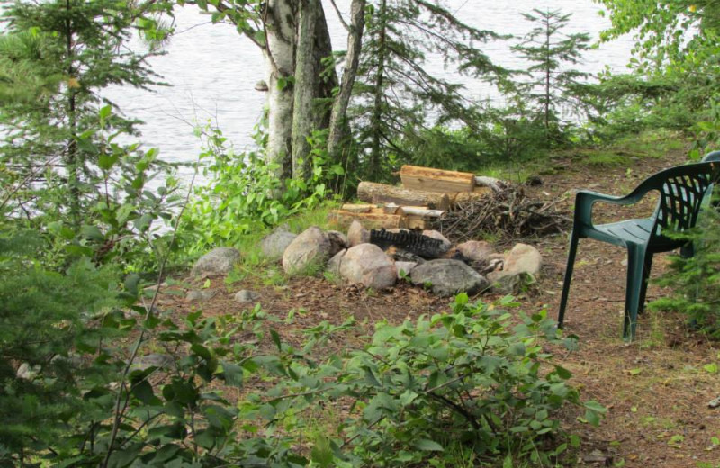 Bonfire pit at Elbow Lake Lodge.