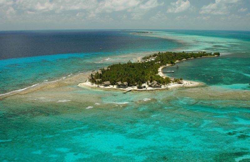 Aerial view of Long Caye at Glover's Reef.