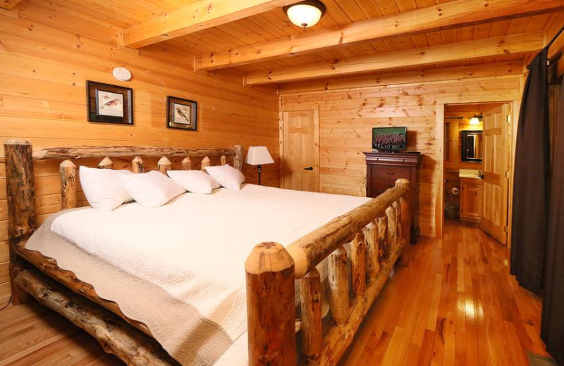 Cabin bedroom at Little Valley Mountain Resort.