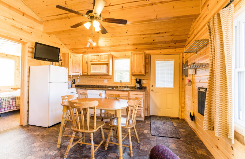 Cabin kitchen at Otter Tail Beach Resort.