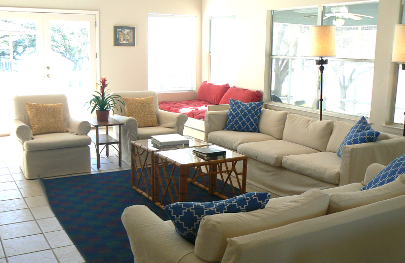 Cabin living room at Cockleburr Cove.