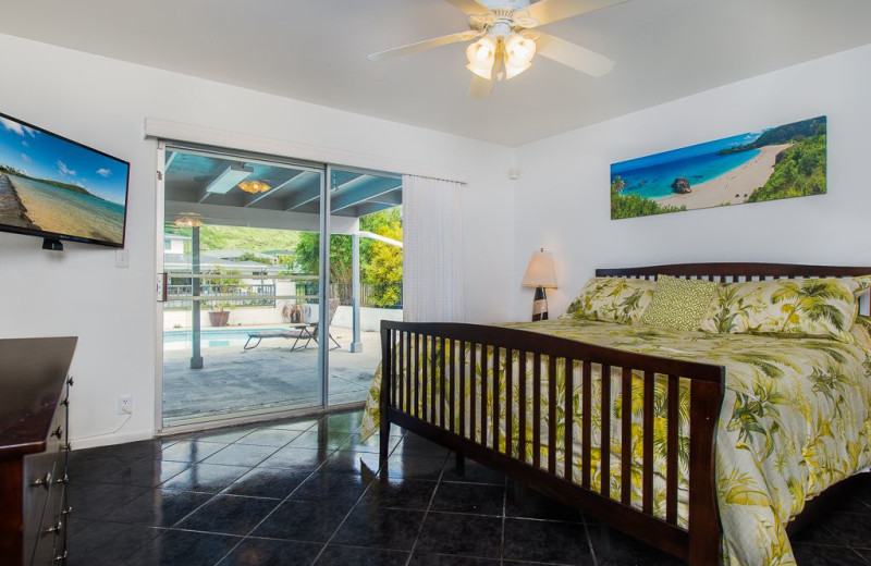 Rental bedroom at Hawaiian Vacation Rentals.