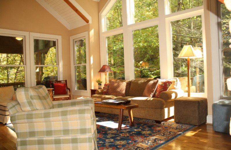 Living Room in Cabin at Foscoe Rentals