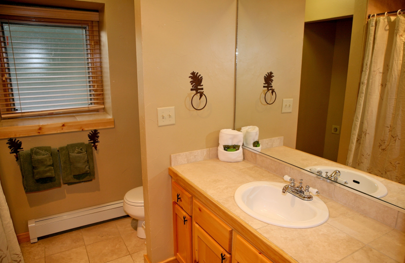 Condo bathroom at Bear Creek Vacation Condos.