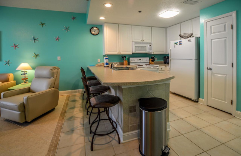 Rental kitchen at Luna Beach Properties.