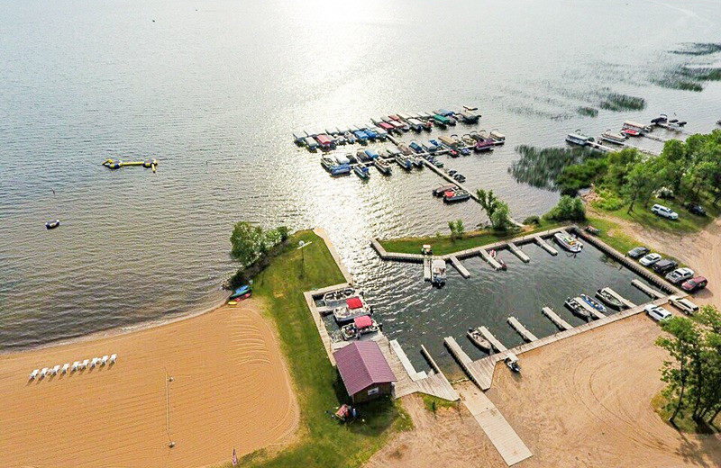 Aerial view of Cass Lake Lodge.