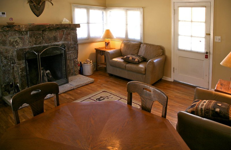 Cabin living room at  Sylvan Dale Guest Ranch.