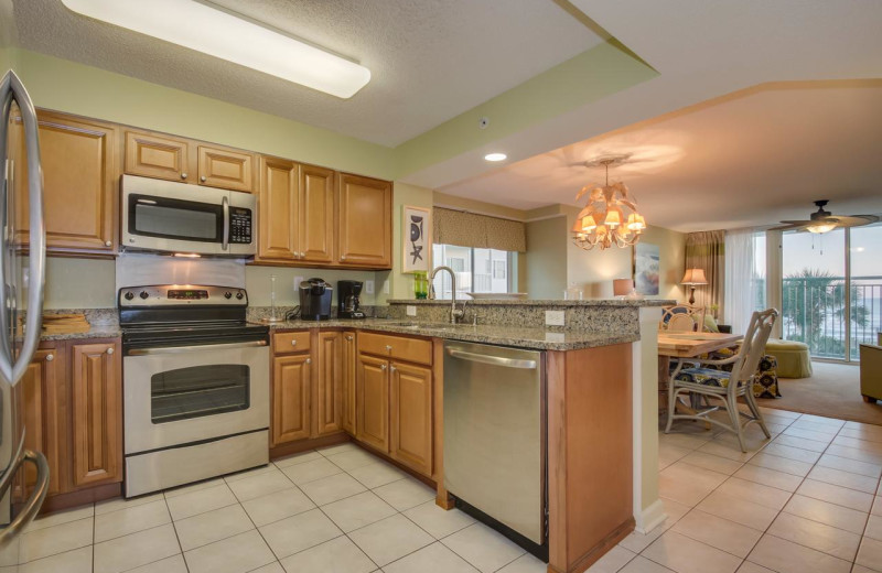 Rental kitchen at North Beach Vacation Rentals.