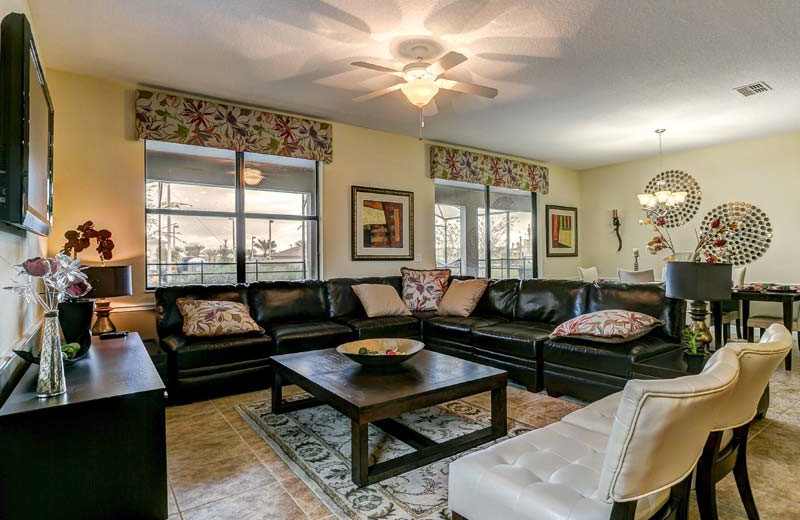 Rental living room at Florida Paradise Villas.