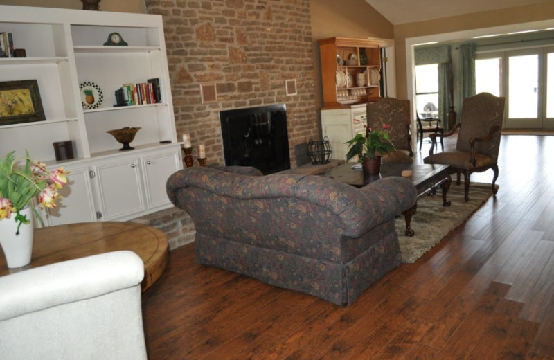 Rental living room at Lake LBJ Legacy Lakehouse.