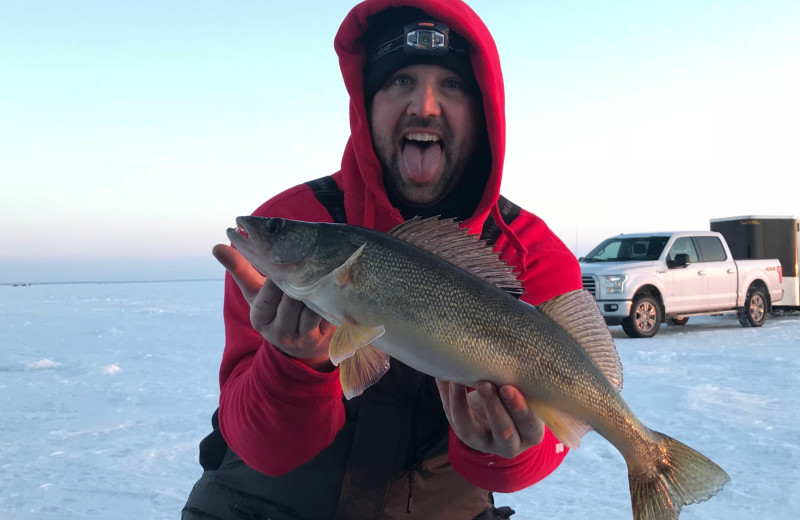 Ice fishing at Twin Pines Resort.