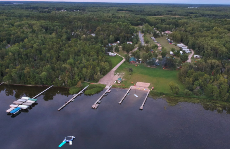 Aerial view of Lost Acres Resort.