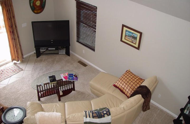 Guest living room at Paradise Cove Marine Resort.