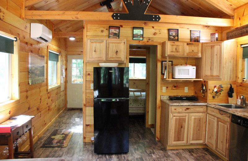 Cabin living room at Country Road Cabins.