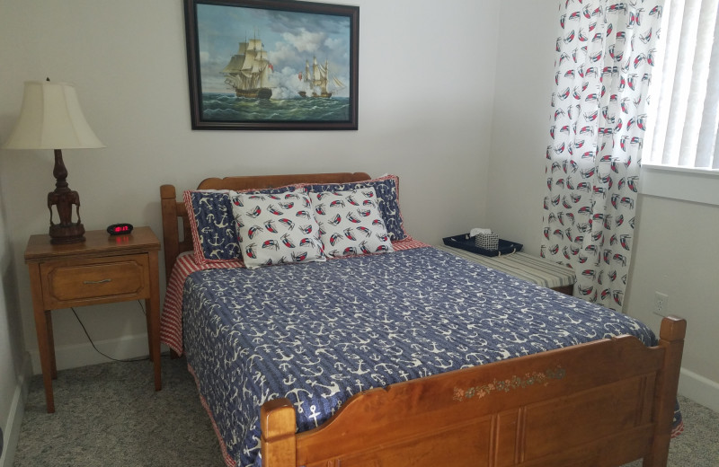 Rental bedroom at Oceanfront Getaways.