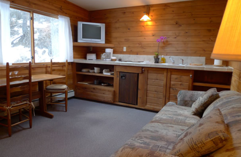 Cabin living room at Boulder Mountain Lodge.