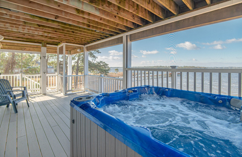 Rental hot tub at Joe Lamb Jr. & Associates Vacation Rentals.