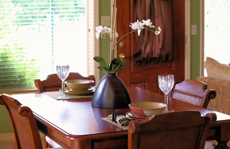 Dining table at Blue Water Bungalow.