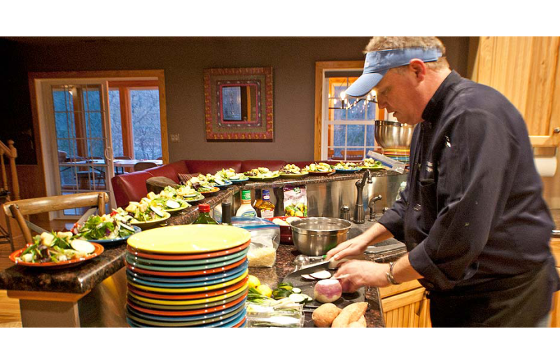 Dining at Beaver Lakefront Cabins.