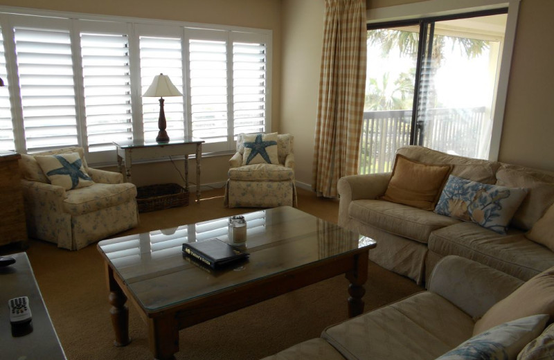 Rental living room at Amelia Island Rentals, Inc.