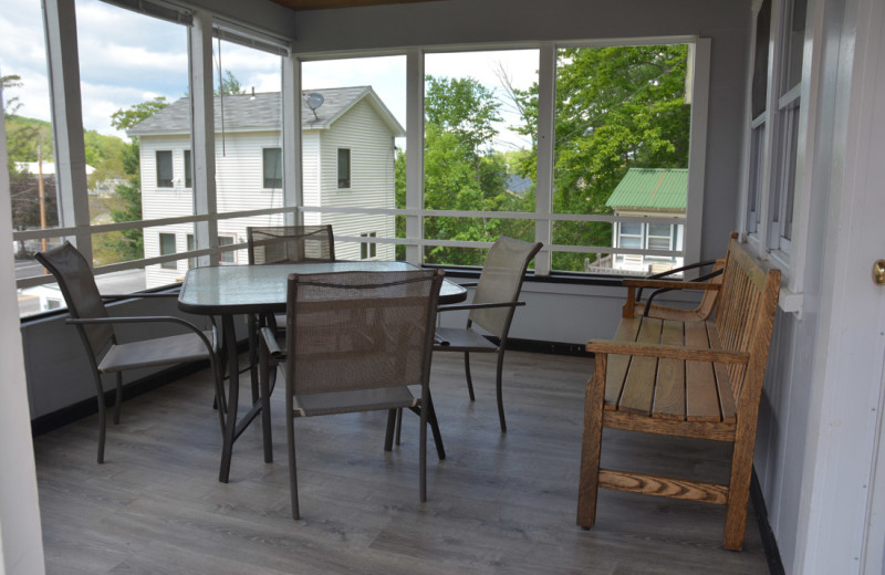 Cottage porch at Channel Waterfront Cottages.