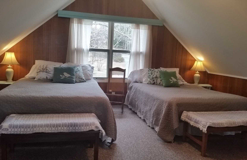 Rental bedroom at Acadia Cottage Rentals.