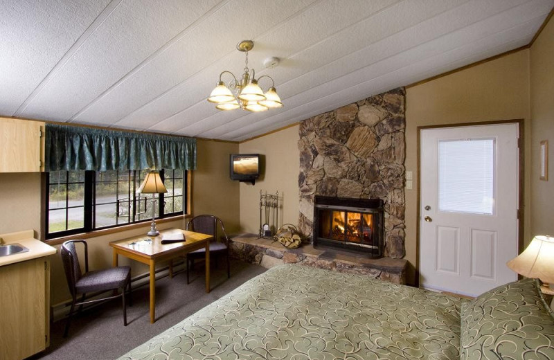 Guest room at Sunwapta Falls Resort.