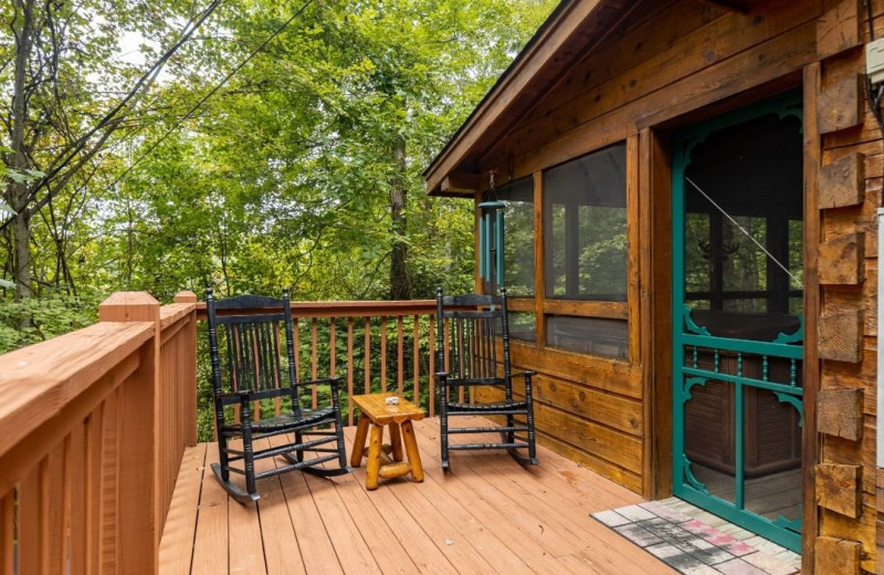 Cabin deck at American Patriot Getaways, LLC.