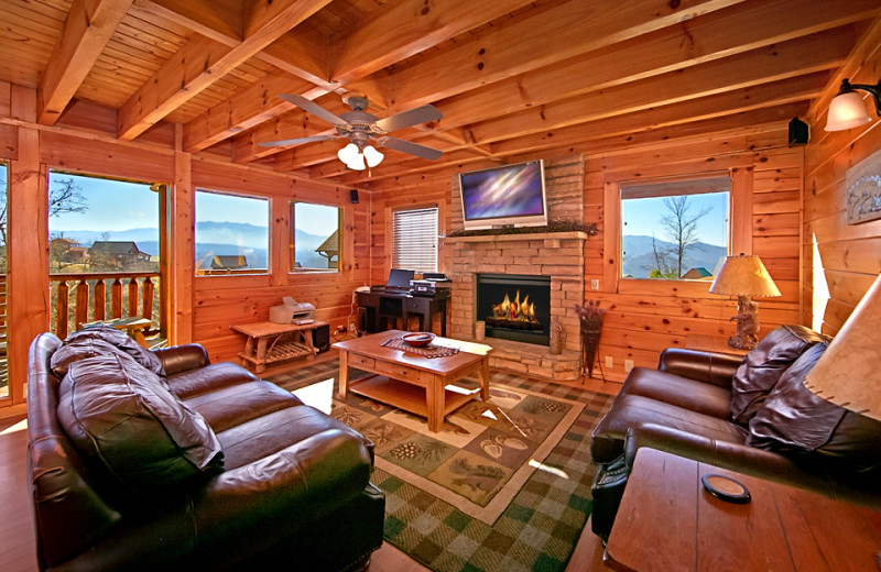 Cabin living room at SmokyMountains.com.