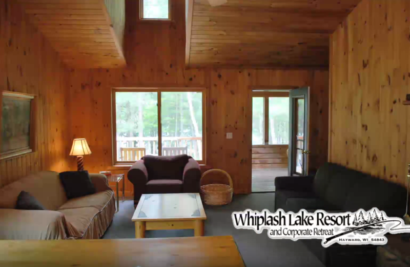 Cabin living room at Whiplash Lake Resort.