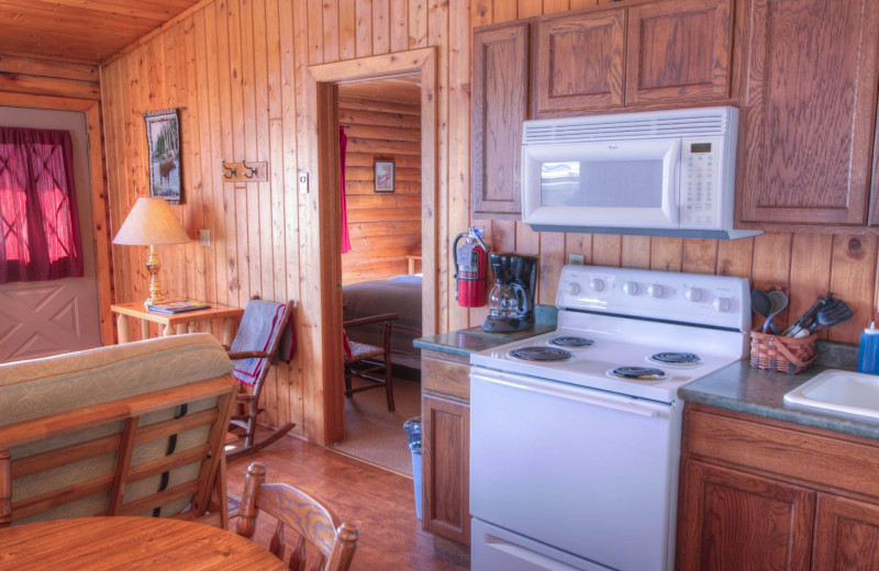 Guest cabin interior at Cascade Lodge.