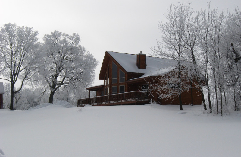 Winter exterior at Red Cedar Lodge.