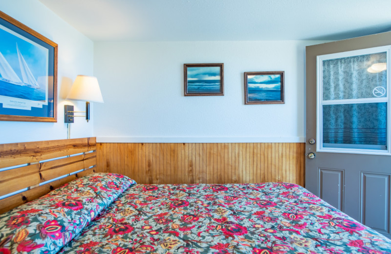 Cabin bedroom at Oceanside Ocean Front Cabins.