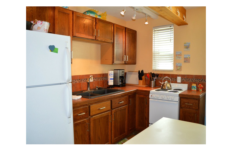 Guest kitchen at Gulf Winds Resort Condominiums.