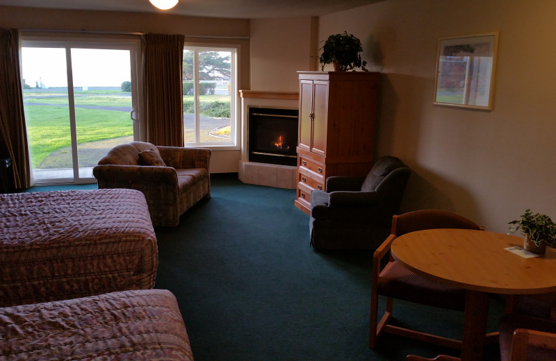 Guest room at Sunset Oceanfront Lodging.