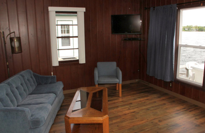 Cabin living room at Bell's Resort Bar and Grill.