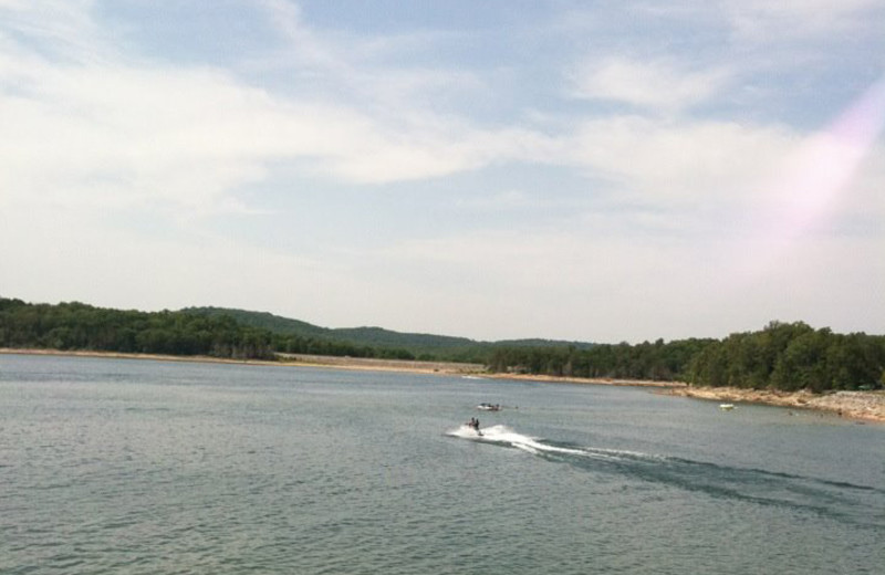 Lake view at Cabin Fever Resort.