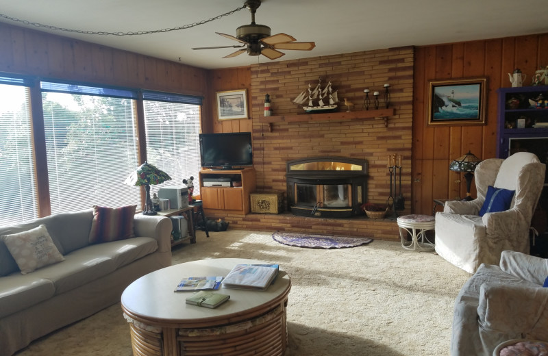 Rental living room at Oceanfront Getaways.