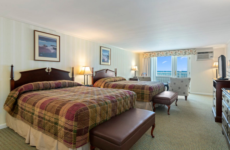 Guest bedroom at The Sparhawk Oceanfront Resort.