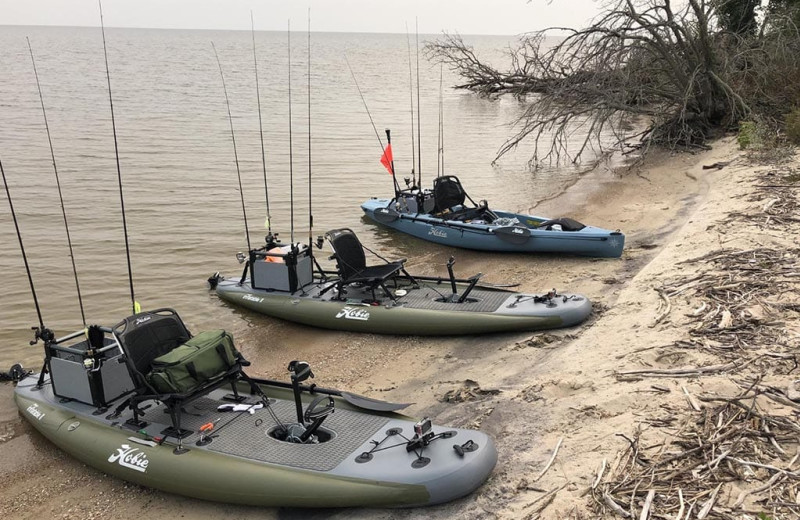 Kayak fishing at River Bend's Resort & Walleye Inn.