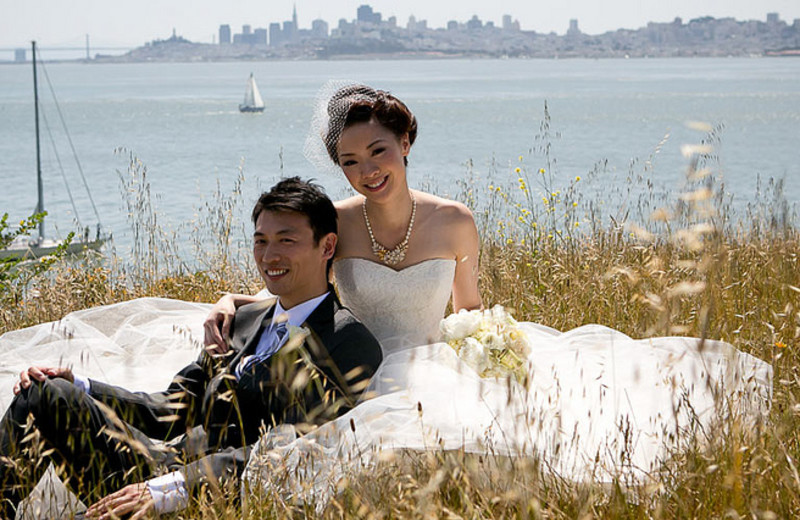 Wedding couple at Cavallo Point Lodge.