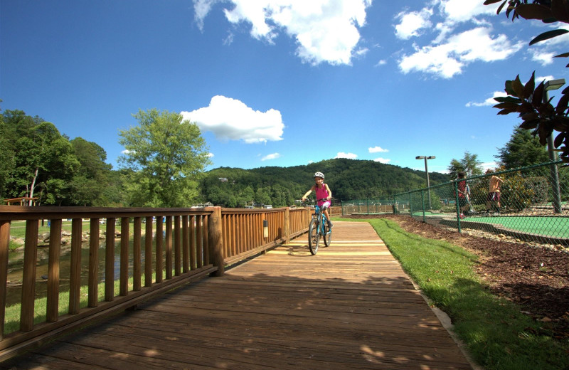 Biking at Rumbling Bald on Lake Lure.