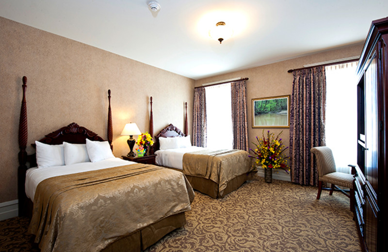 Traditional guest room at French Lick Resort.