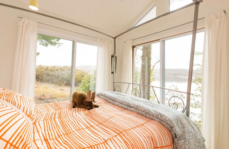 Cottage bedroom at Bobs Lake Cottages.