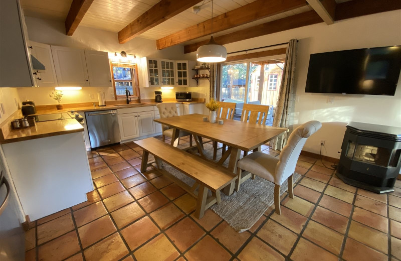 Rental kitchen at Sisters Vacation Rentals.
