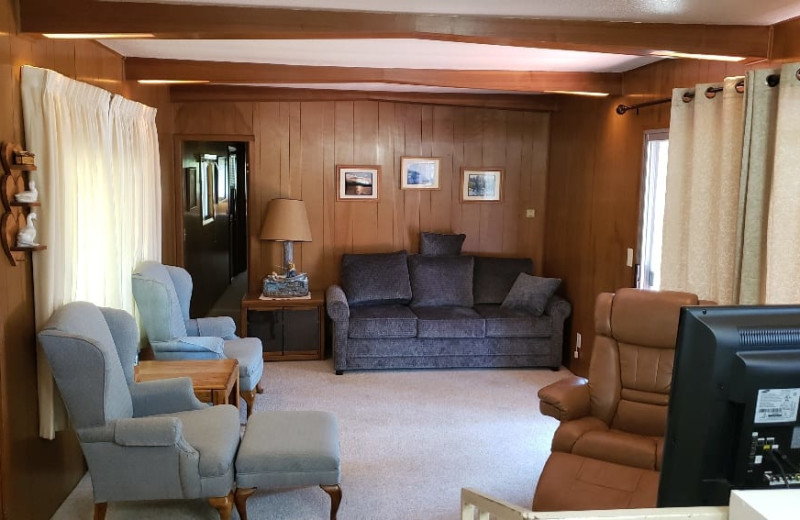 Cabin living room at Silver Beach Resort.
