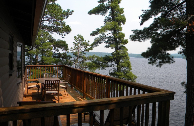 Cabin deck at Crane Lake Wilderness Lodge.