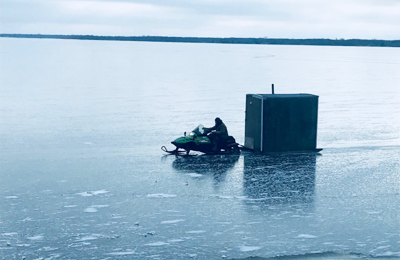 Ice fishing at Barky's Resort.